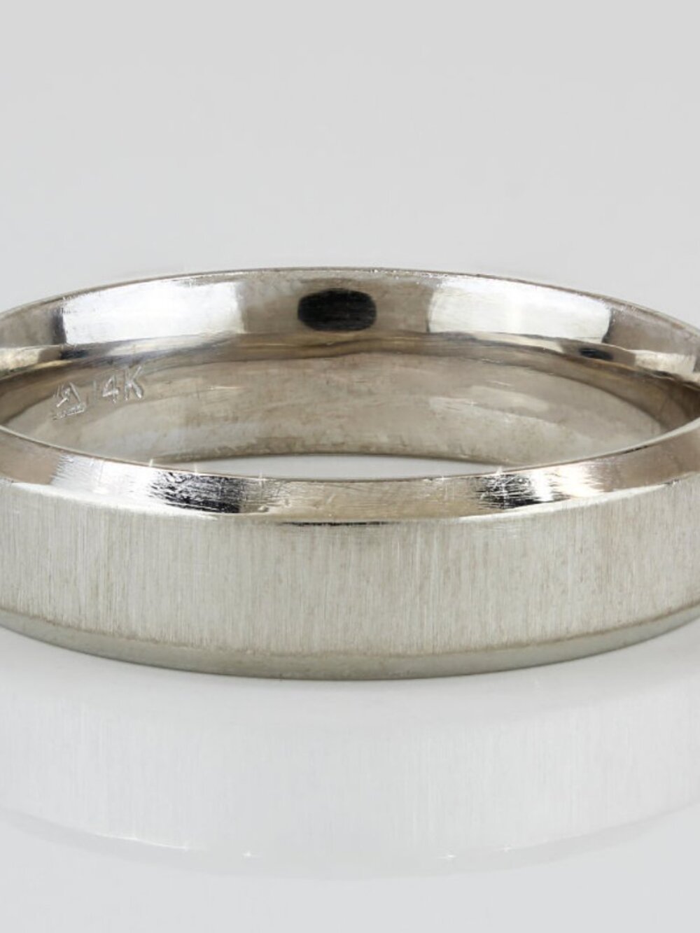 14k White Gold Brushed Comfort-Fit Band Ring